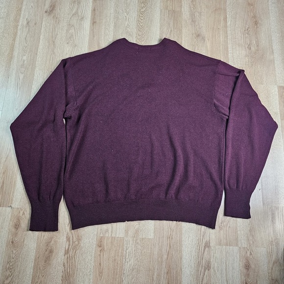 Pendleton Lambs Wool Sweater Men 2XL‎ Burgundy Red V-Neck Pullover Grandpa - Picture 5 of 9